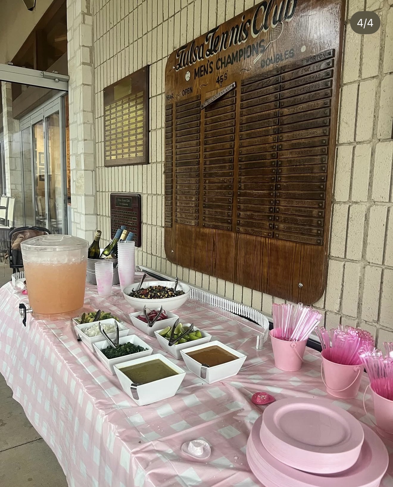 Pink themed catering setup